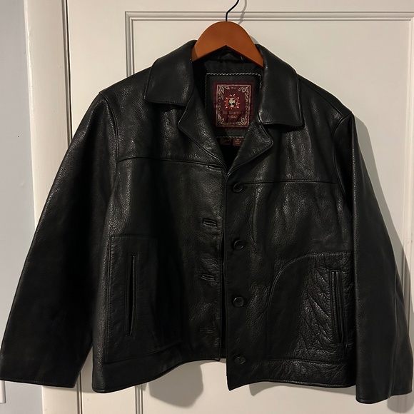 Women's Leather Territory Ahead jacket. Women's XL petite, black, mid weight - Picture 1 of 13